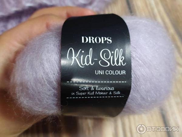 Информация на этикетке о пряже для ручного вязания Drops Kids Silk