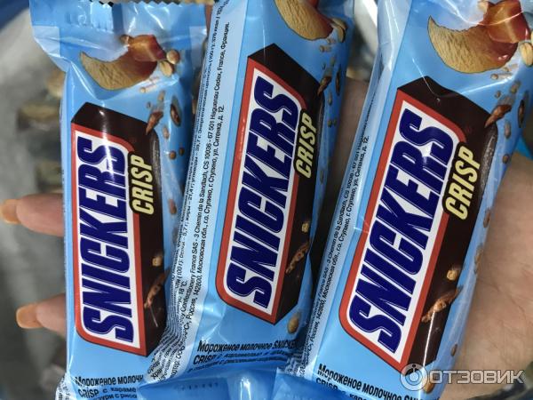 Мороженое батончик Snickers Crisp фото