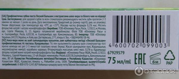 Зубная паста Лесной бальзам с иммуноактивным действием фото