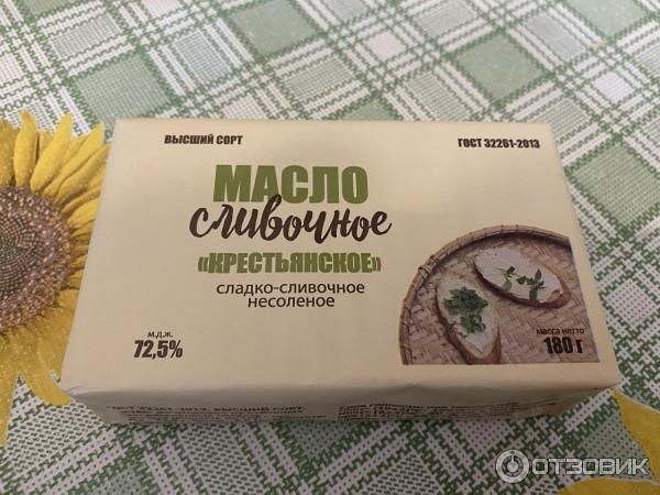 Масло сладко-сливочное несоленое Сливочная страна Крестьянское 72,5% фото