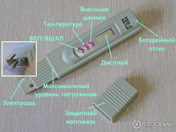 Прибор для определения температуры и жесткости воды Aliexpress TDS метр TDS-3 фото