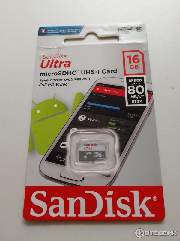 Карта памяти SanDisk Ultra microSDHC 16Gb Class10 UHS-I фото