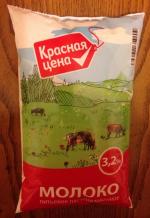 Молоко пастеризованное Красная цена 3,2% фото