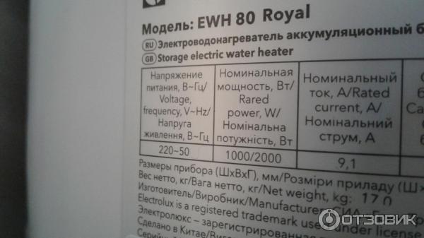 Водонагреватель накопительный Electrolux EWH 80 Royal фото