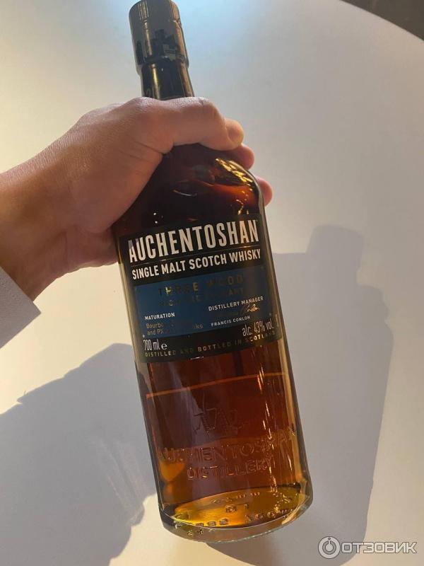 Лицевая часть шикарного виски Auchentoshan Three Wood