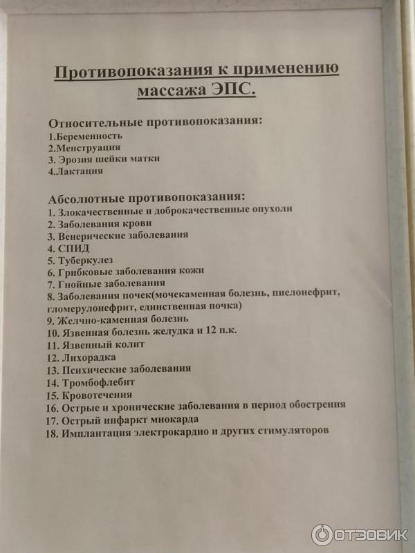 Противопоказания к массажу ЭПС