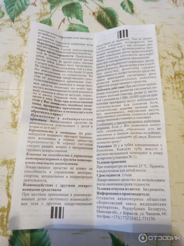 Гель стоматологический Борисовский завод медицинских препаратов Метромизол-дент фото