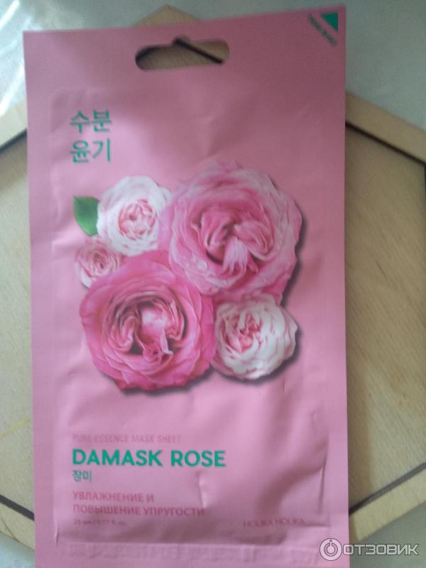 Тканевая маска с маслом дамасской розы Holika Holika Pure Essence Mask Damask Rose фото