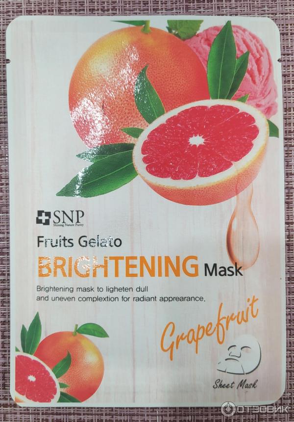 Тканевая маска для лица SNP Fruits Gelato Brightening Mask грейпфрут фото