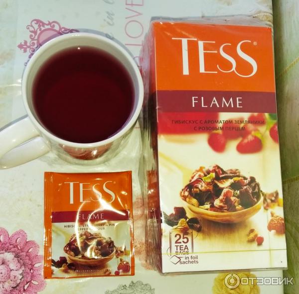 Чай TESS FLAME гибискус с ароматом земляники с розовым перцем фото